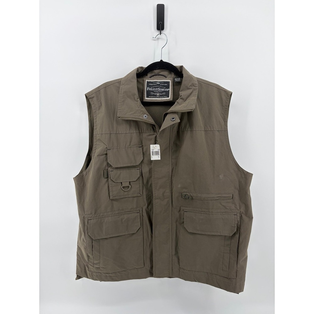 Field and Stream Hunting Vest, Taupe Fishing Safari Pockets, Full Zip, Men XL